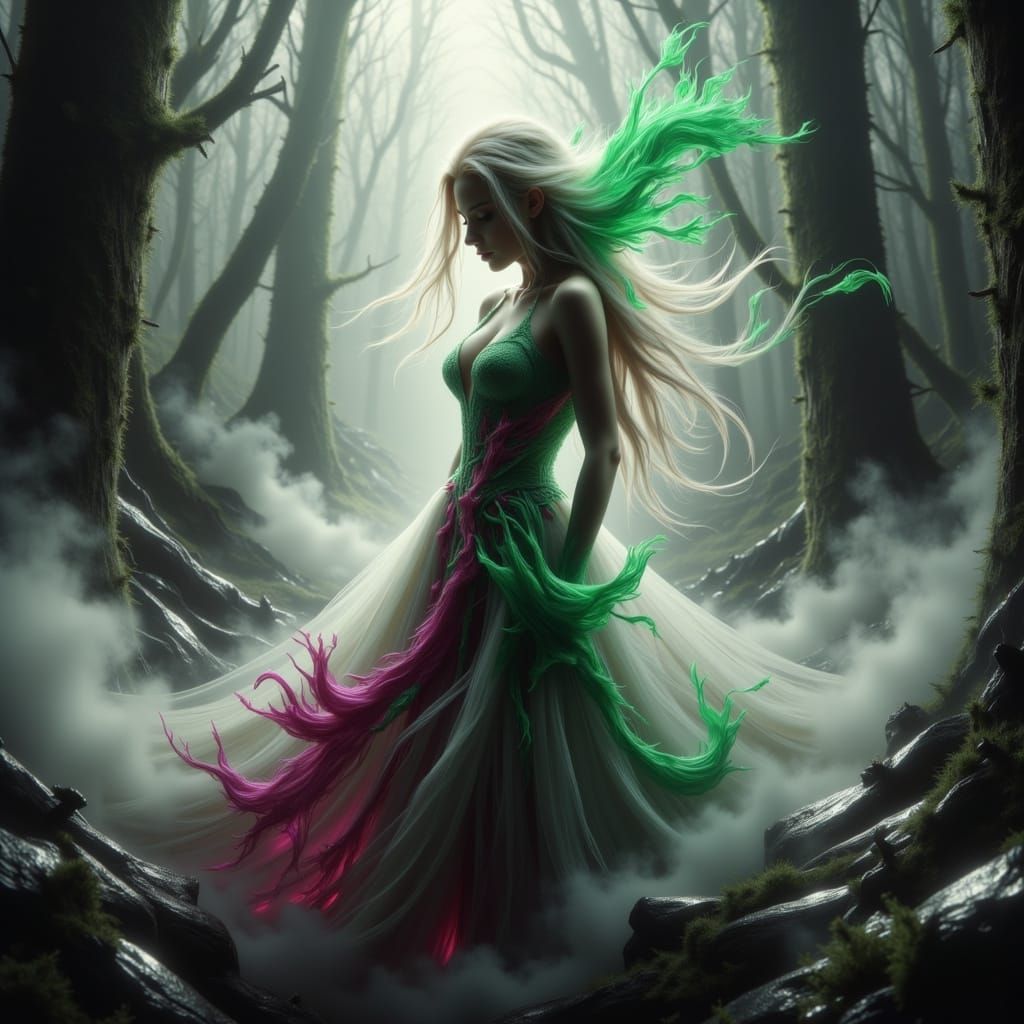 Ethereal Elf Emerges in Enchanted Dreamcore Forest