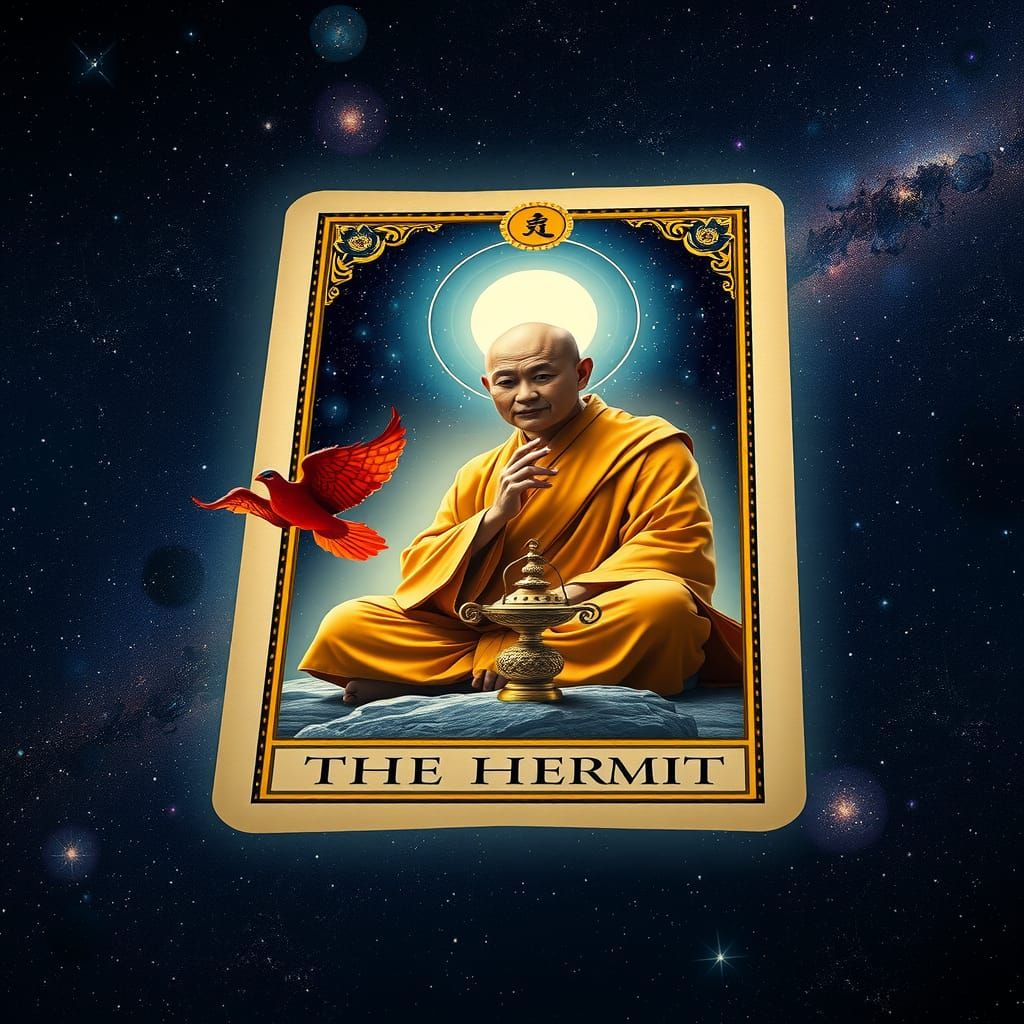 The Hermit Tarot Card in Photorealistic Style