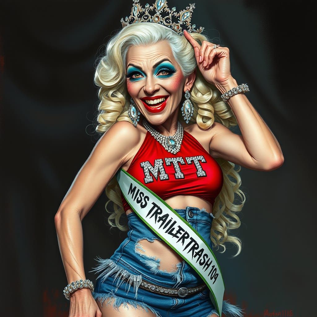 Glamorous Elderly Woman in Gaudy Regalia