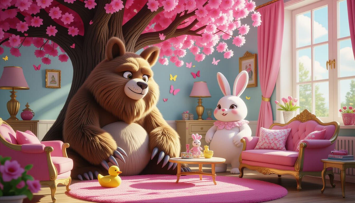 Gentle Giant Protector in Folk Art Style