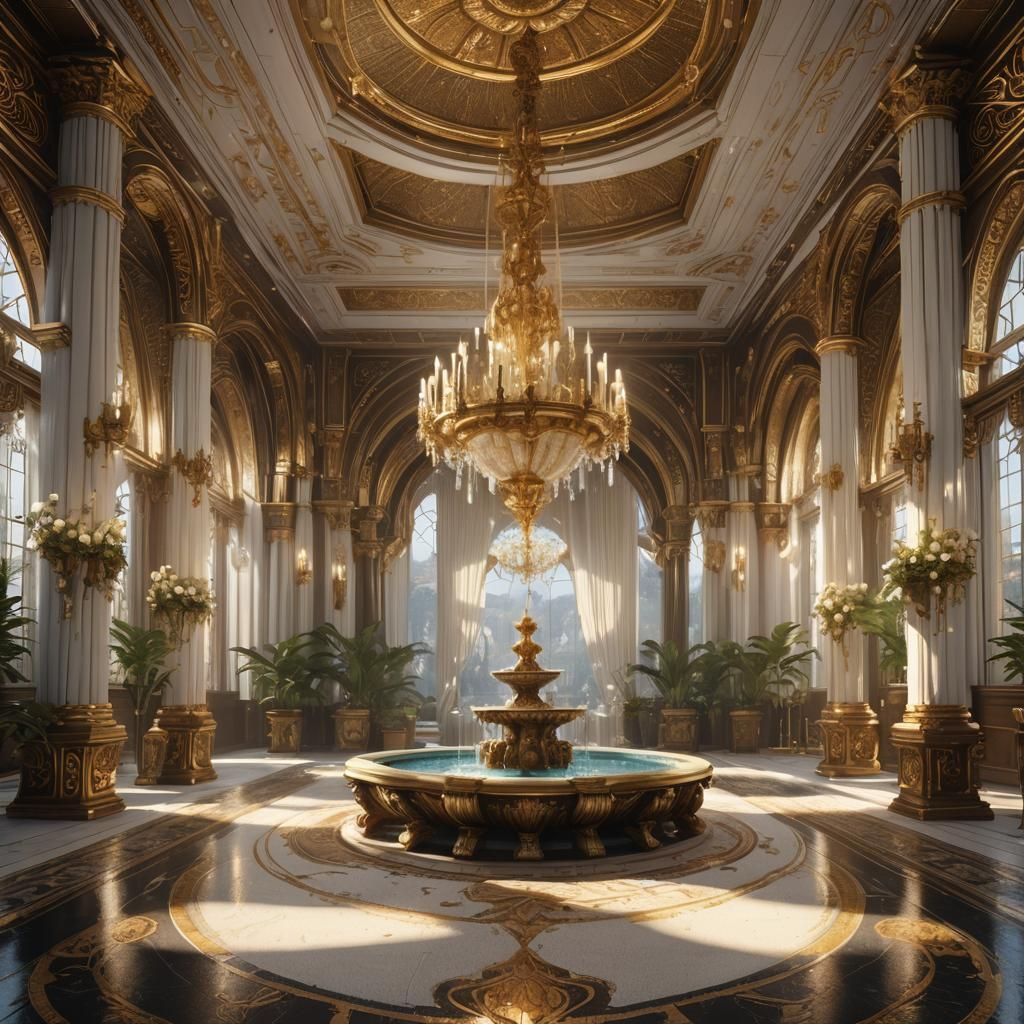 Ornate Hall with Fountain of Youth