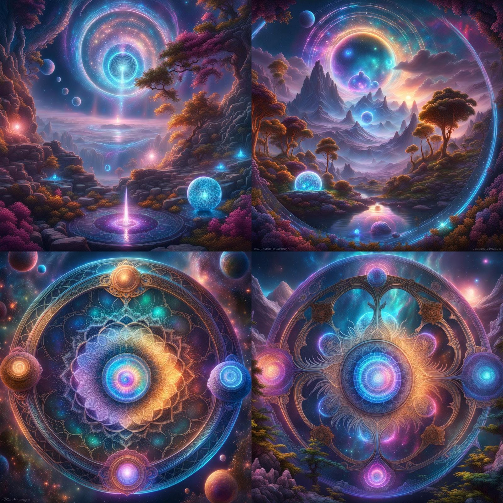 Holographic Astral Cosmic Illustration in 3D Style