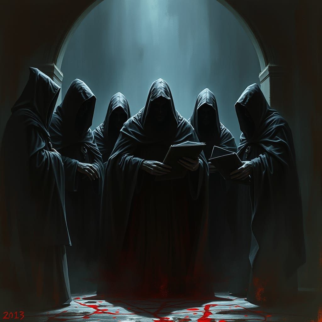 Shadowy Council in Dark Fantasy Style