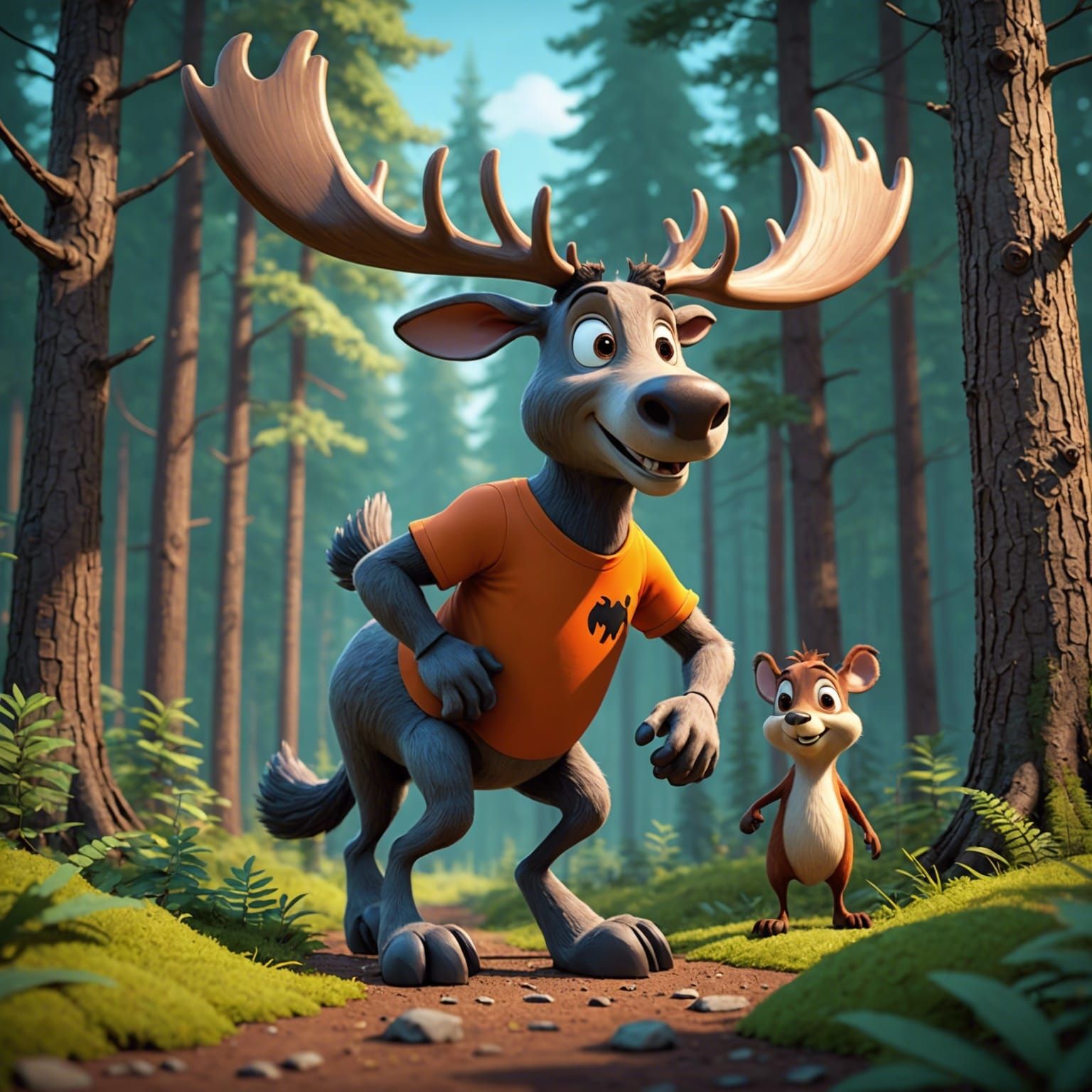 Rocky and Bullwinkle in Whimsical 3D Cartoon