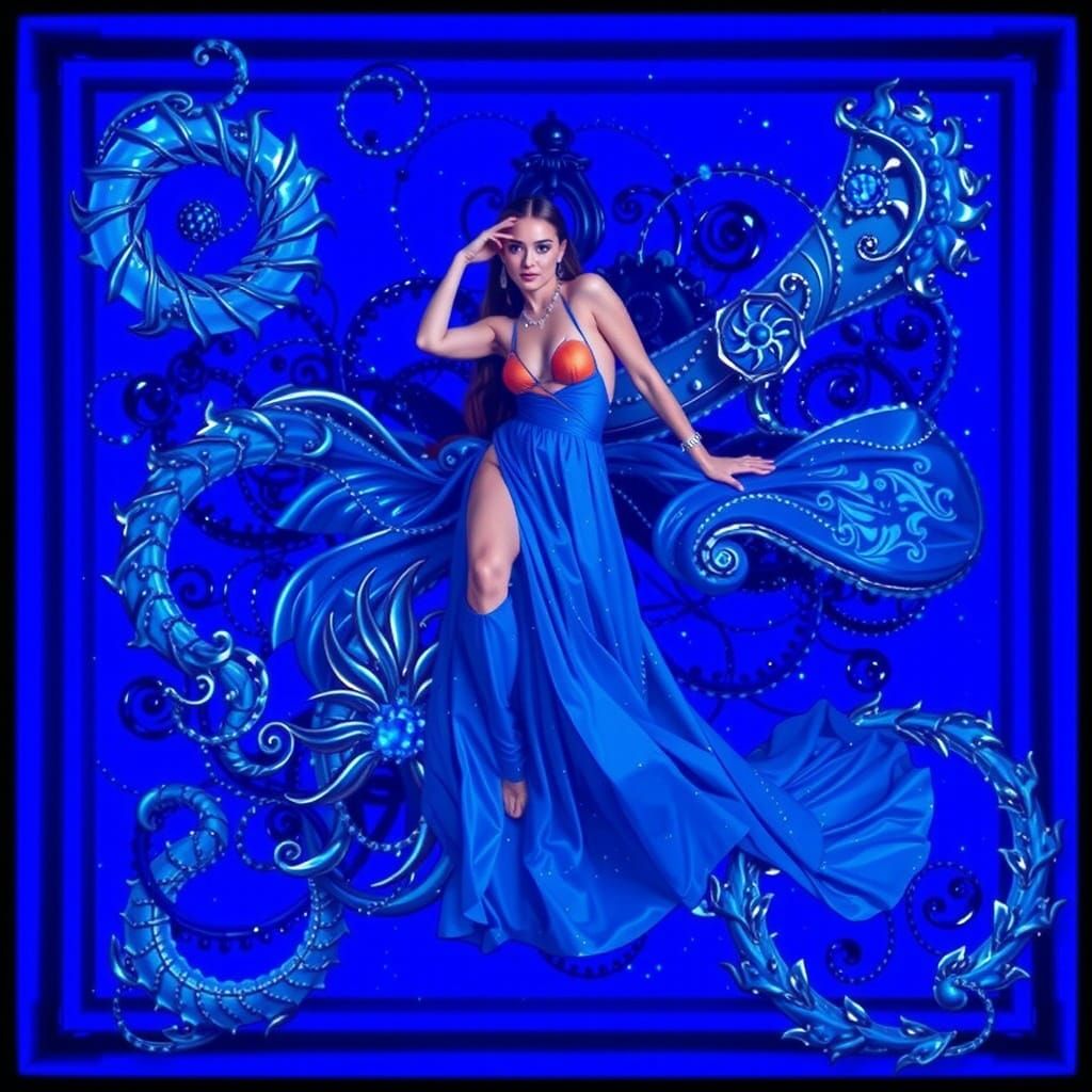 Elegant Woman in Maximalist Psychedelic Surrealism