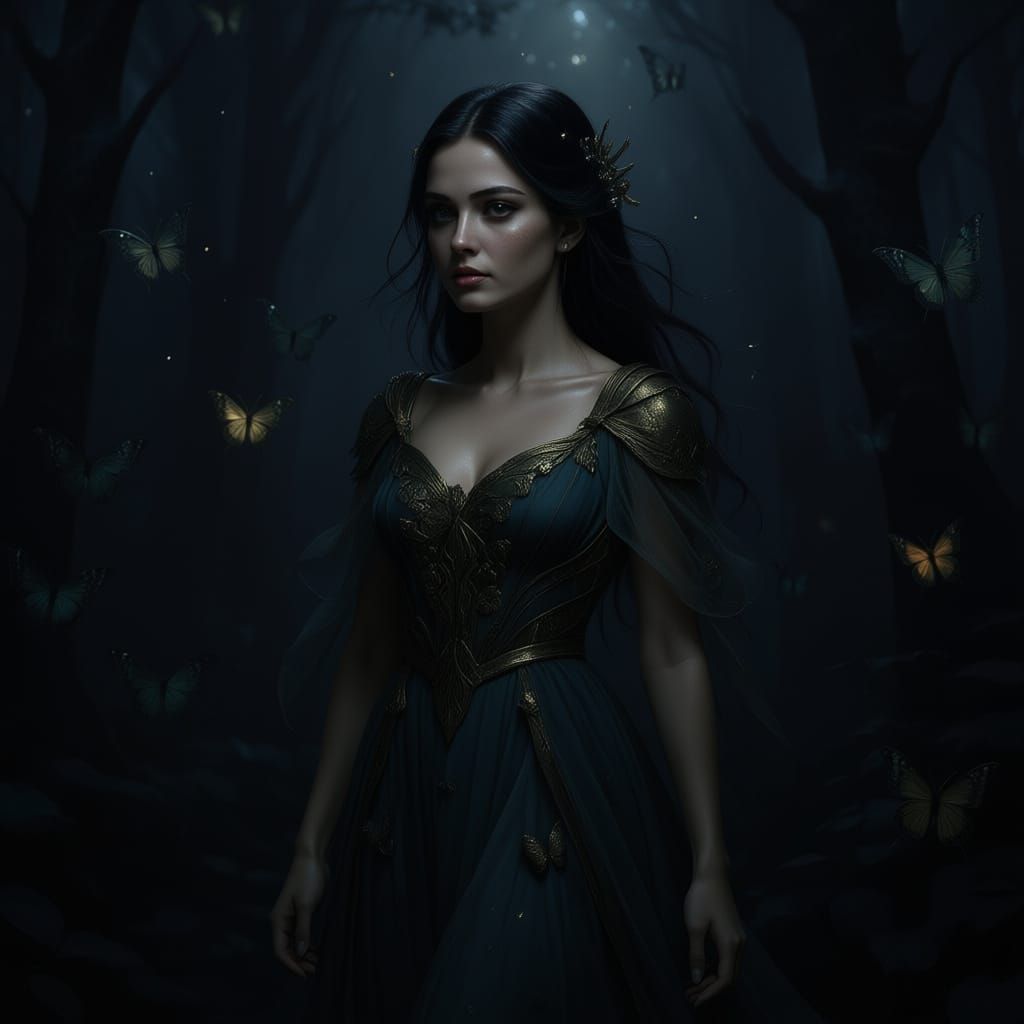 Enchanted Forest Woman in Ethereal Sunlight