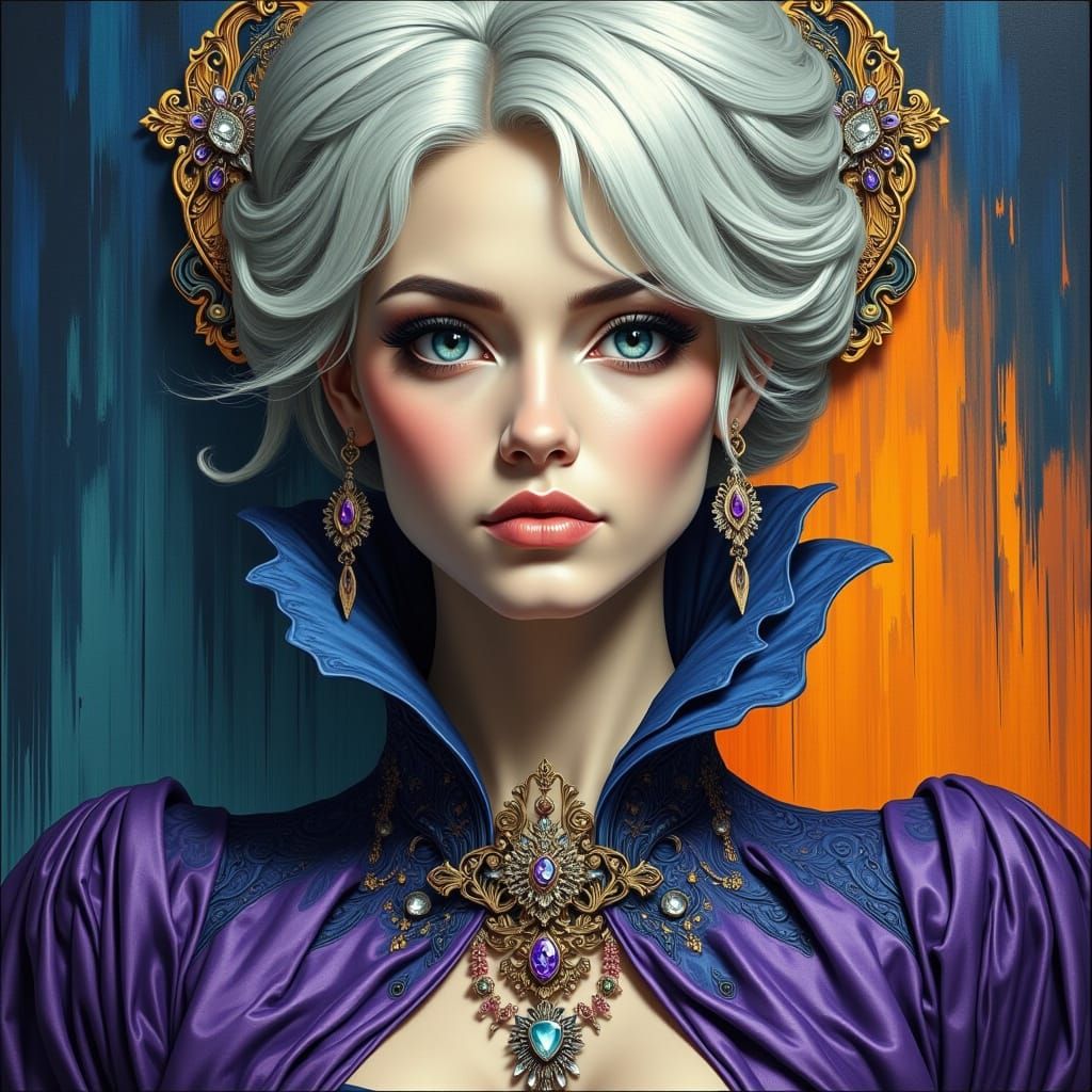 Ethereal Regal Beauty in Vibrant Abstraction