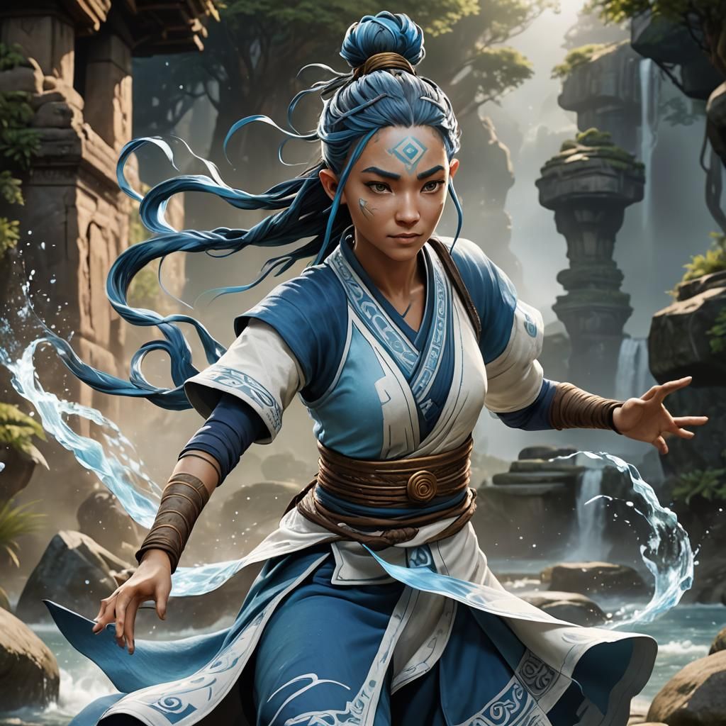 Avatar Waterbender in Detailed Digital Matte Painting