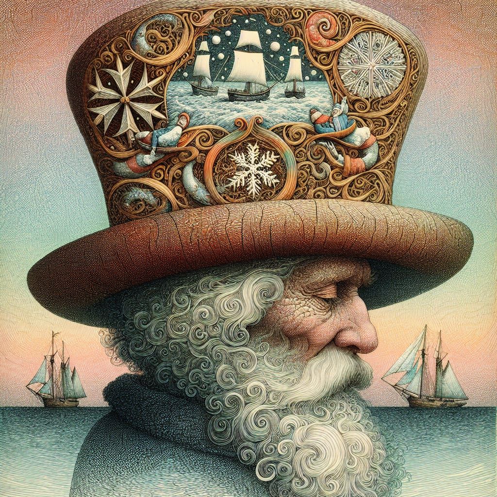 Intricately Detailed Sailor in Nautical Illustration