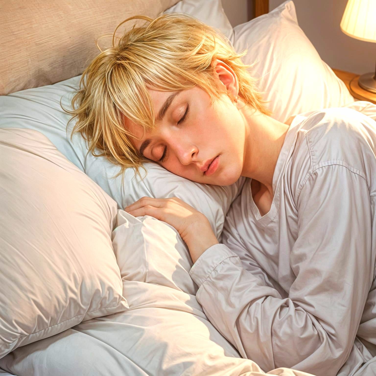 Boy with Body Pillow in Anime Style