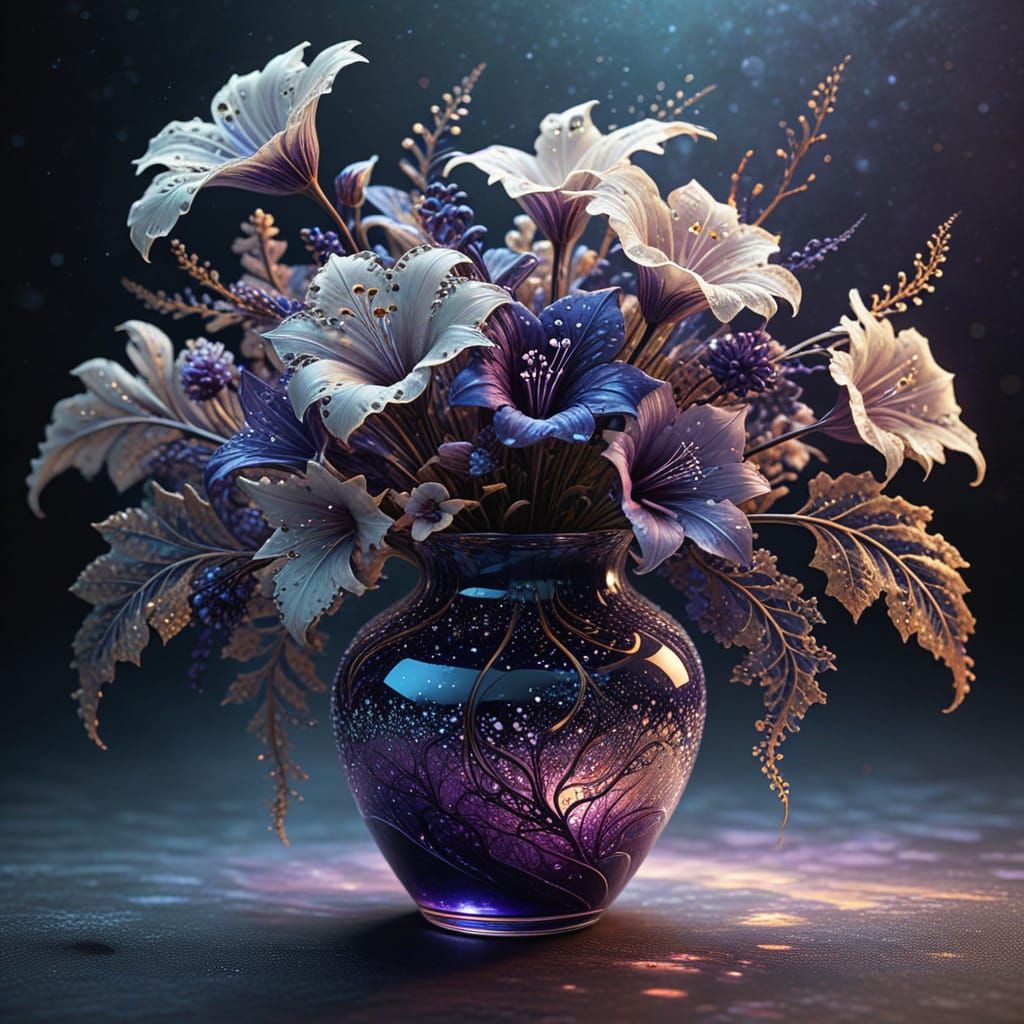 Glowing Vase in a Dark Cosmic Space