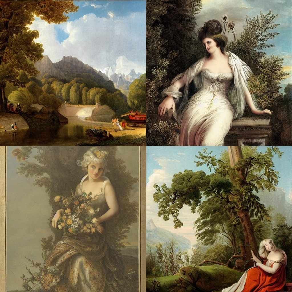 Idyllic Countryside Landscape in Naive Art Style