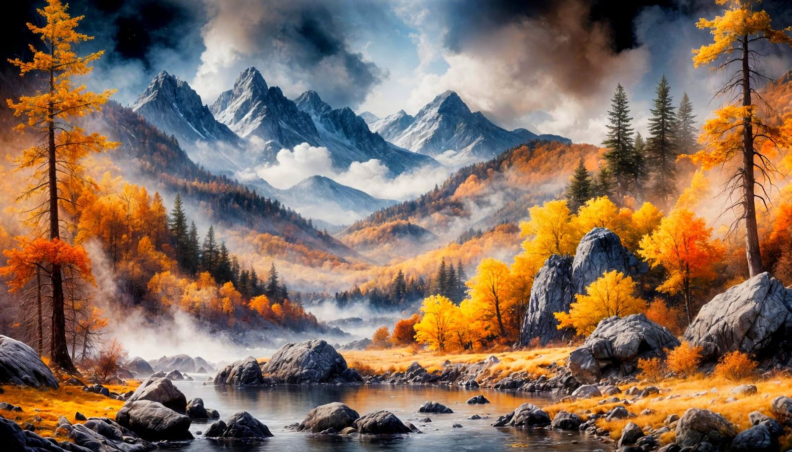 Ethereal Landscape Painting with Soft, Blurred Edges
