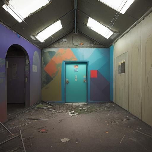 Liminal Space with Non-Euclidean Geometry in Vibrant Colors