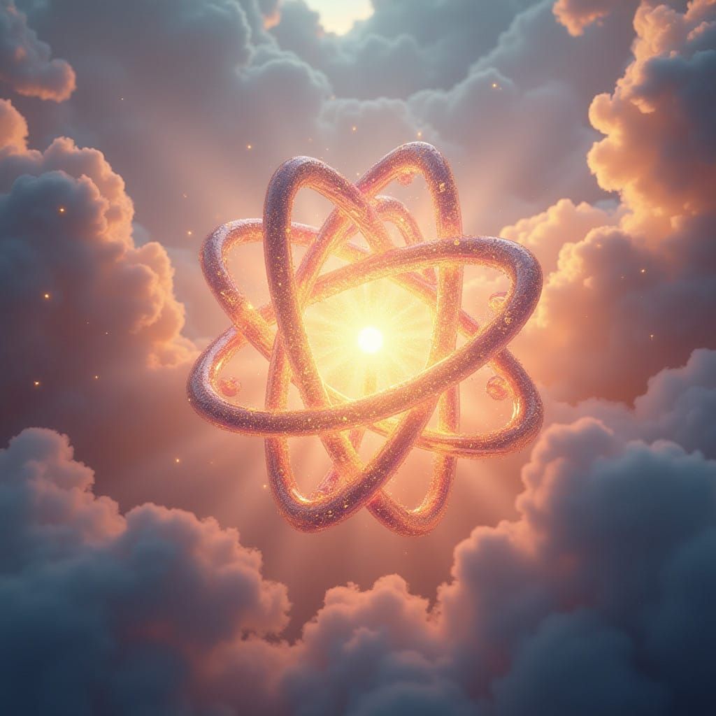 Celestial Mathematic Atom in Dreamy Impressionist Light