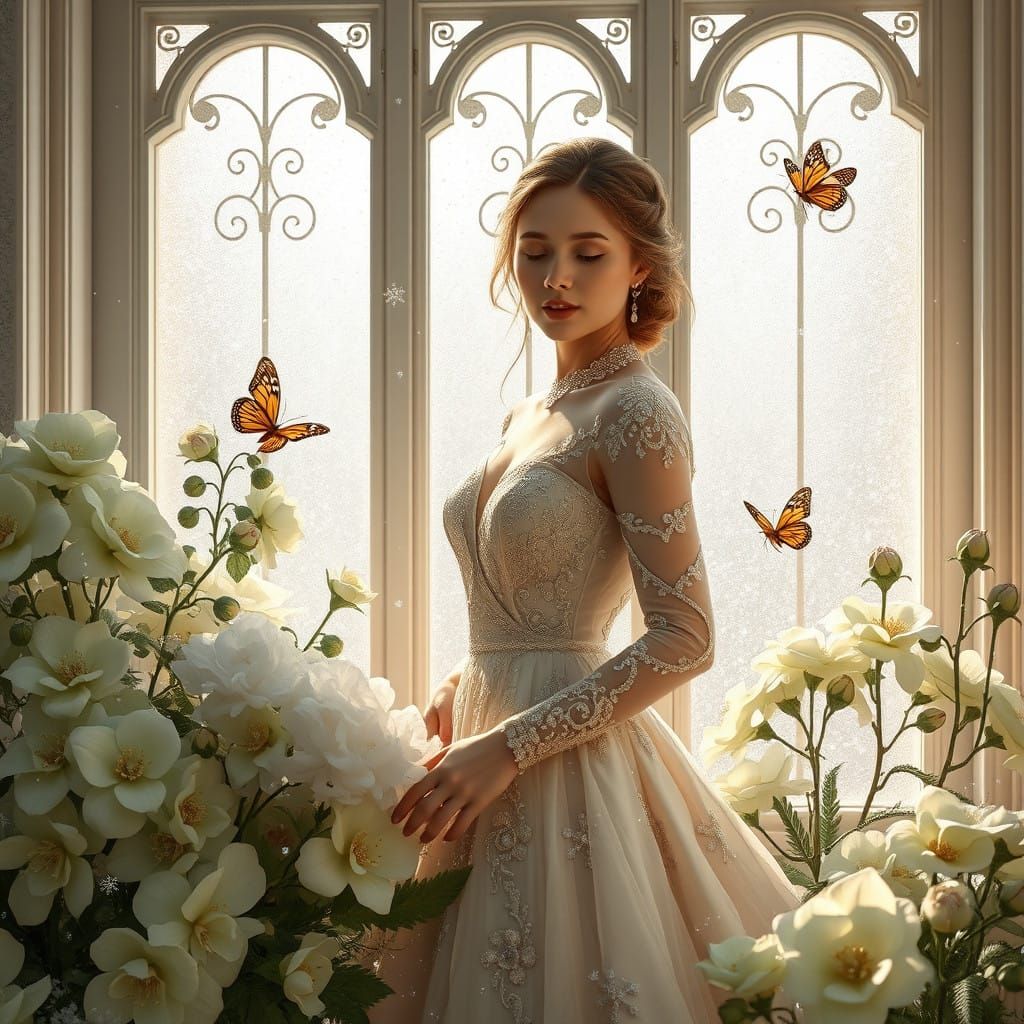 Elegant Winter Scene in Art Nouveau Style