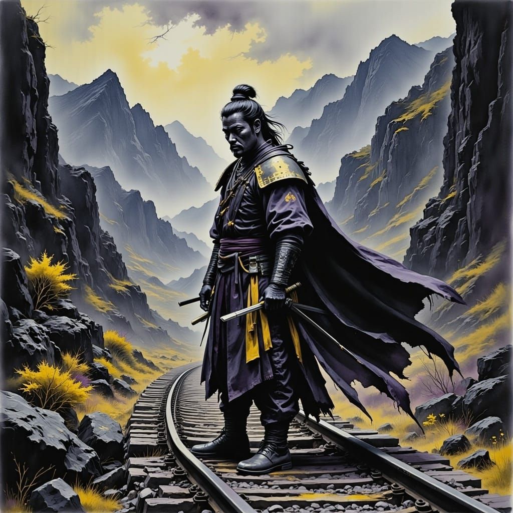 Asian Warlord on Karst Mountain Train Tracks