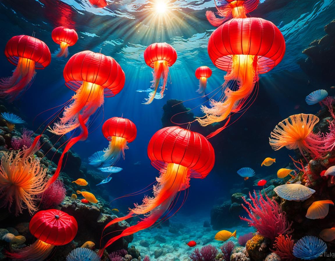 North Atlantic, Red Paper Lantern Jellyfish#2