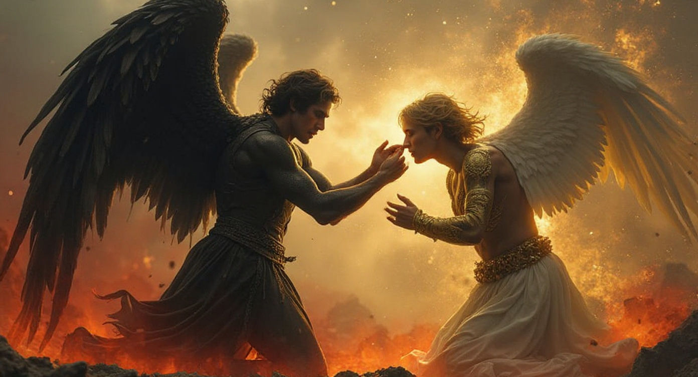 Cosmic Battle: Lucifer vs. Michael in Apocalyptic Heaven