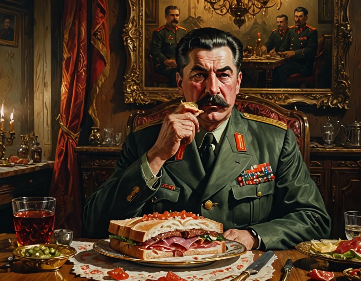 Surreal Soviet Feast: Stalin and His Sandwich