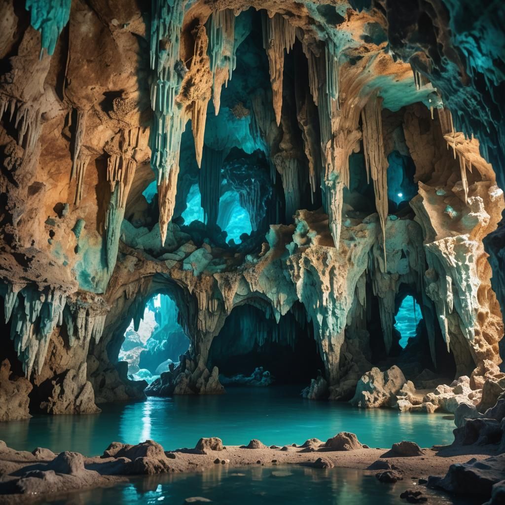 Neptune's Grotto: Ethereal Light on Stalactites