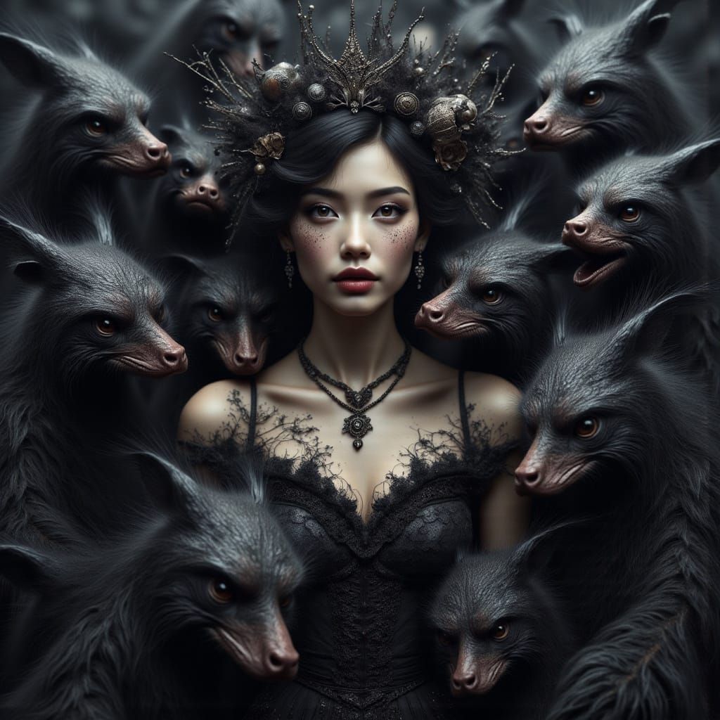 Eerie Woman Portrait in Dark Gothic Style