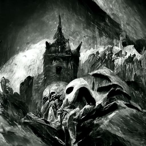 Dracula's Castle: Sinister Charcoal Drawing