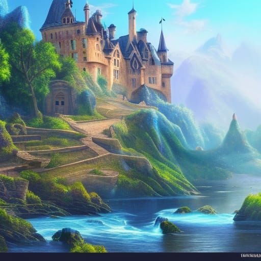 French Castle Landscape: Detailed Matte Painting