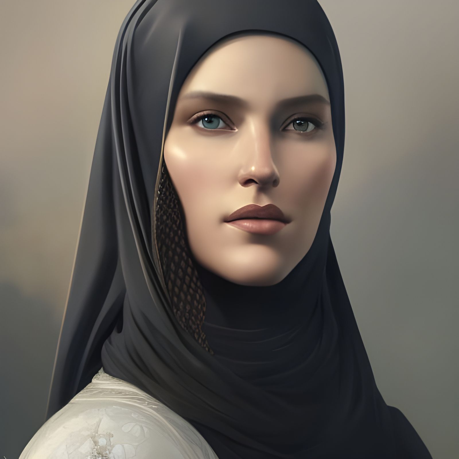 Beautiful Woman in Hijab, Hyperdetailed Digital Portrait