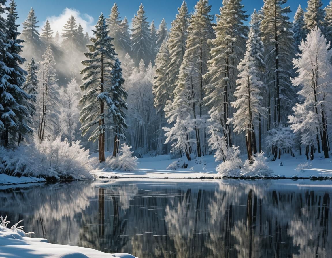 Monorail Glides Through Winter Wonderland: Hyperrealistic Ph...