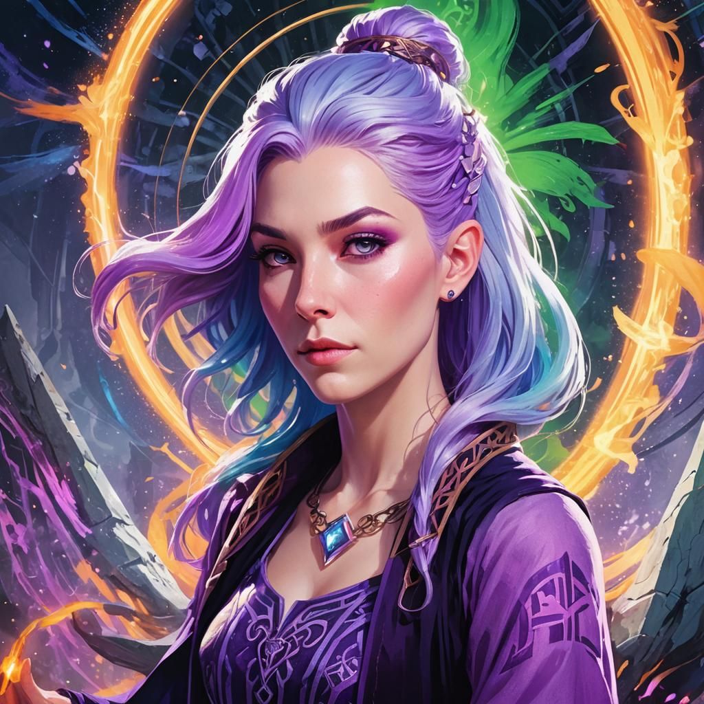 Fantasy Wizard Portrait with Magical Artifact, Artstation Sp...