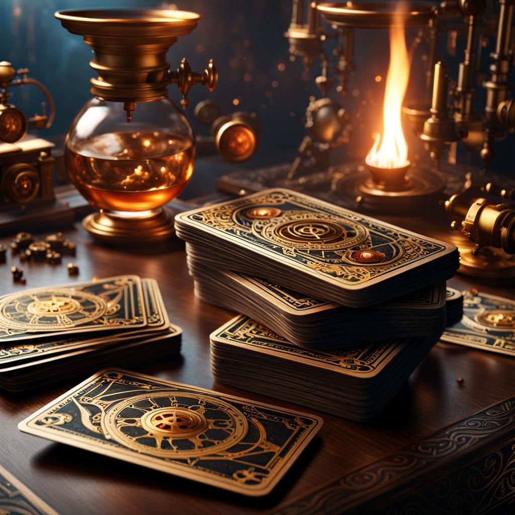 Steampunk Tarot Card Deck with Smoke
