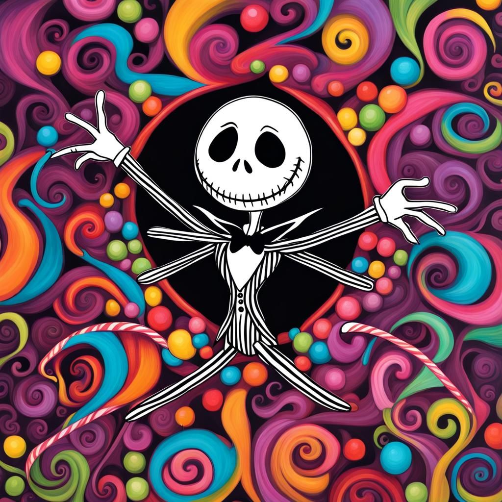 Jack Skellington in Candyland Gouache Wonderland