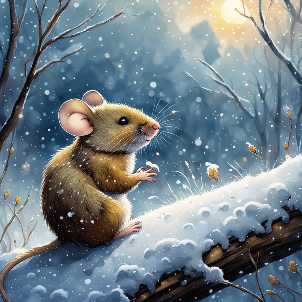 Mouse in Winter Wonderland: Comic Book Art