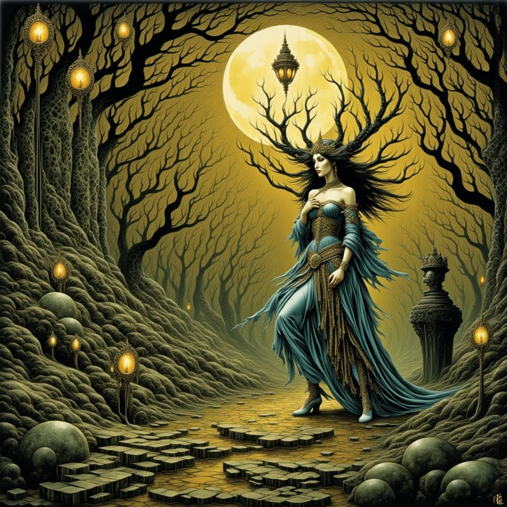 Whimsical Feline Folk in a Surreal, Mystical Landscape