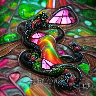 Art Nouveau Butterfly Snake in Candyland Garden