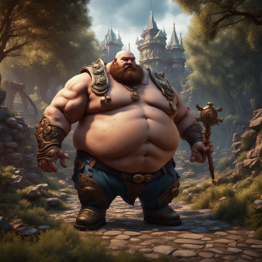 Detailed Matte Painting of a Corpulent Man