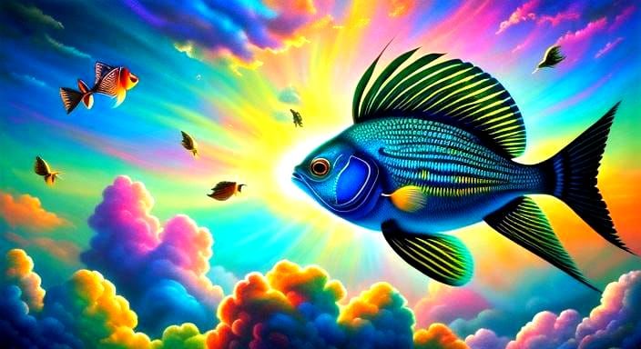 Fantasy Sky Guppies in a Cinematic 3D Render