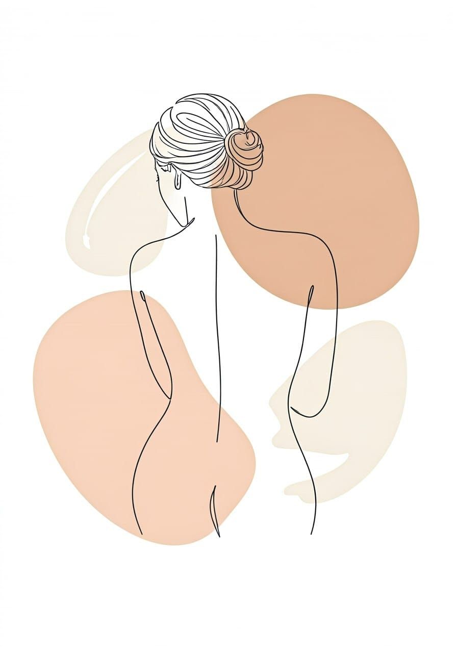 Ethereal Woman in Minimalist Japandi Style Single Line Drawi...