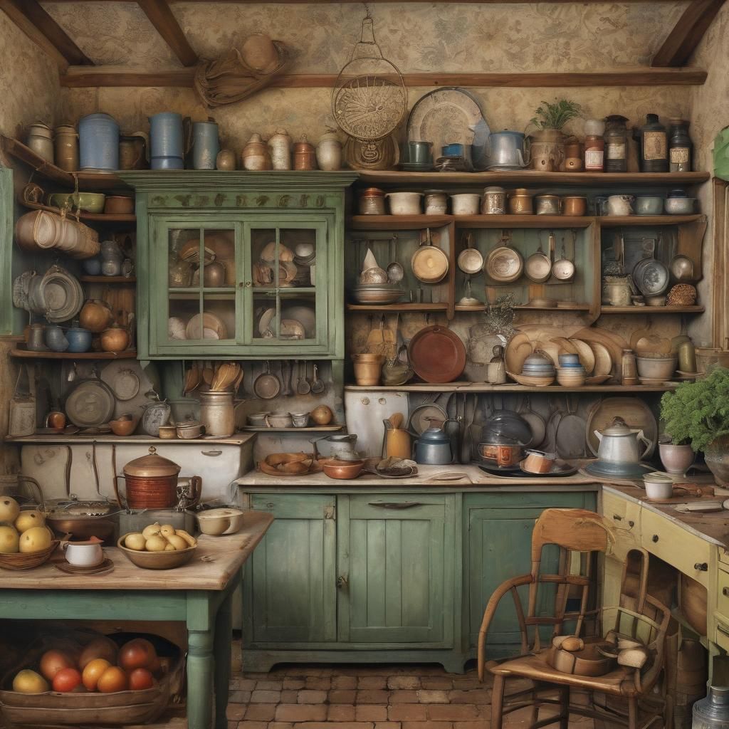 Cozy Country Kitchen in Abstract Style
