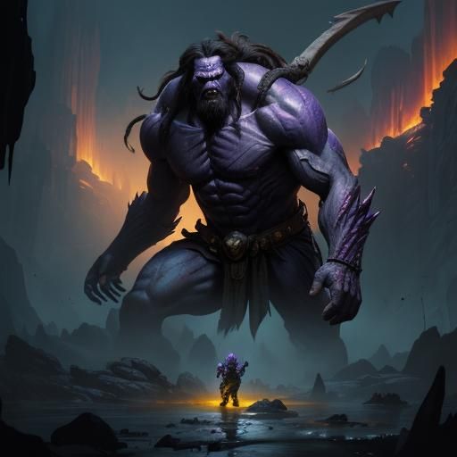 Cavemen Love Alien in Hyperdetailed Dark Fantasy Art