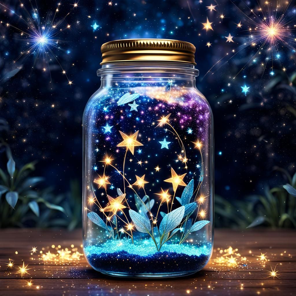 Glowing Jar of Crystal Stars and Fairy Dust