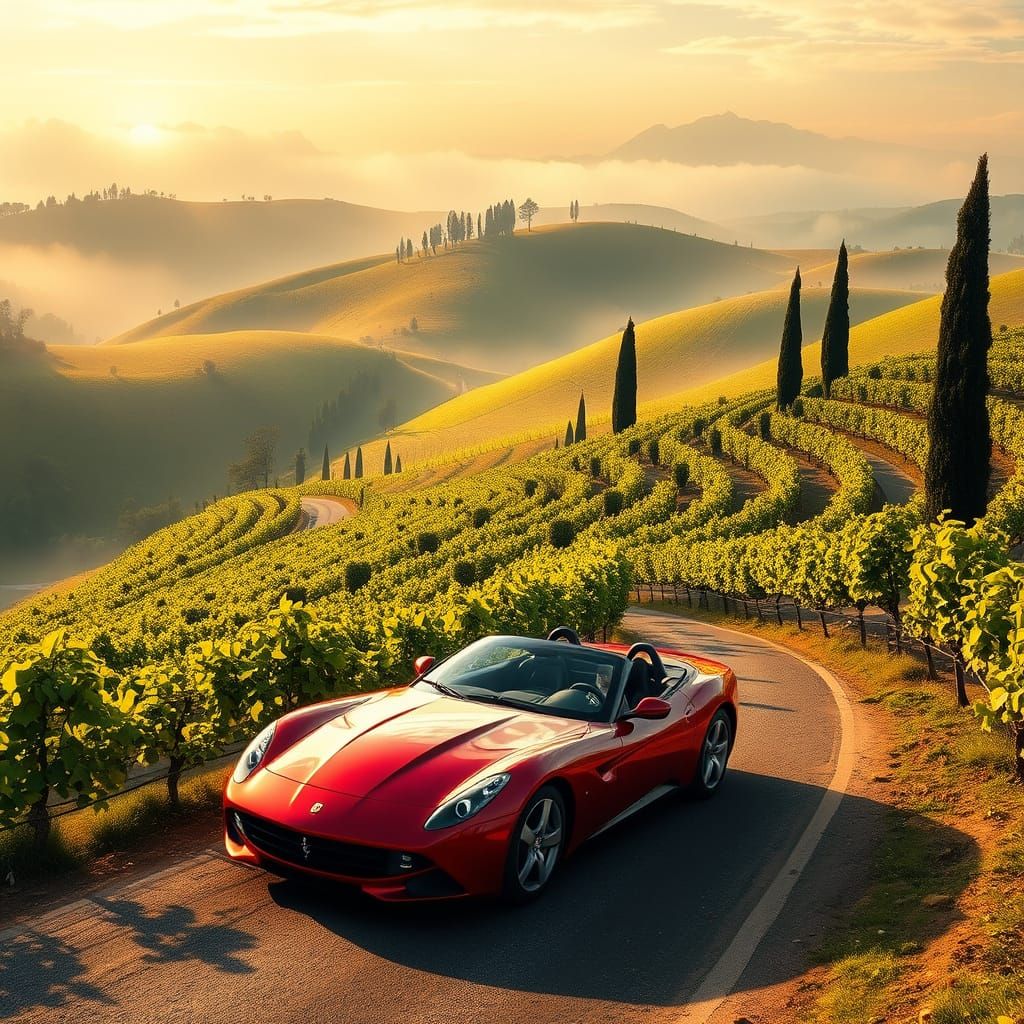 Romantic Tuscan Countryside in Dreamy Hyper-Realism