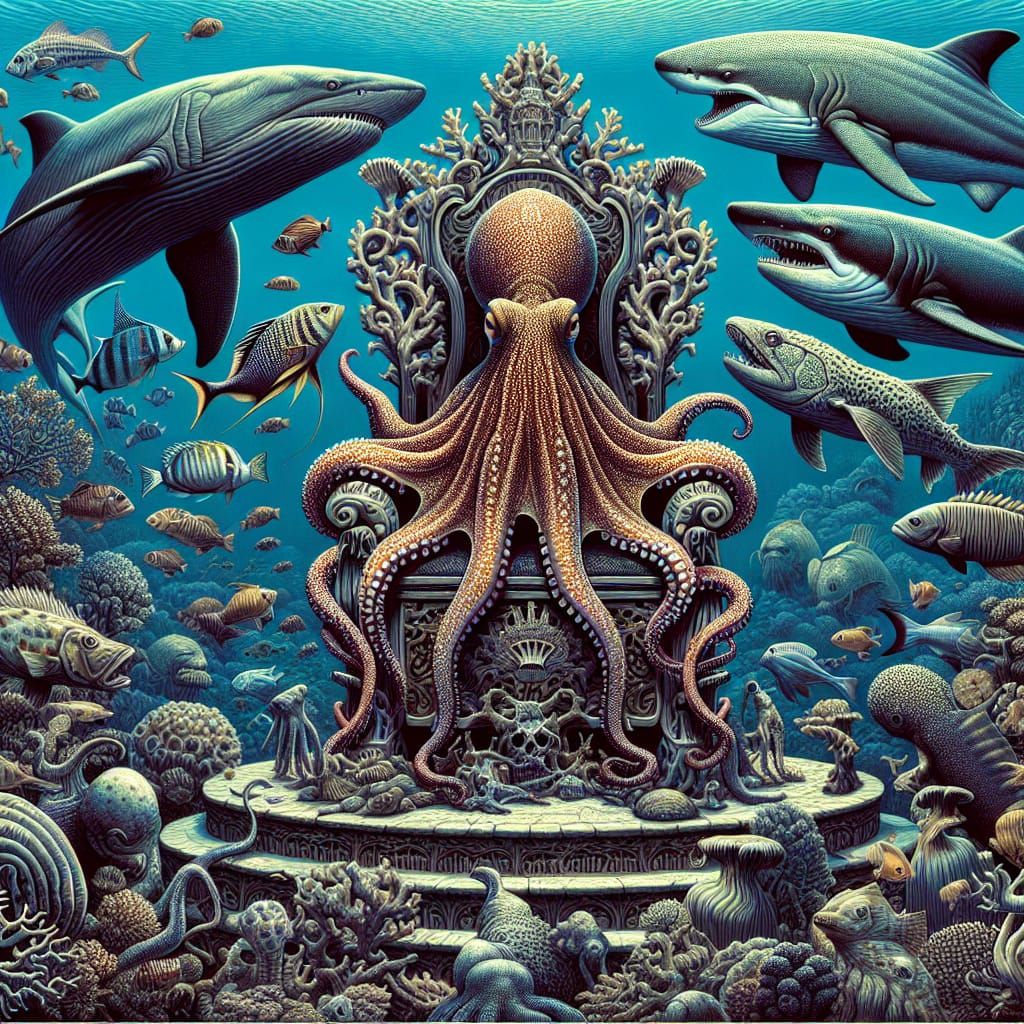 Octopus Presides Over Underwater Meeting