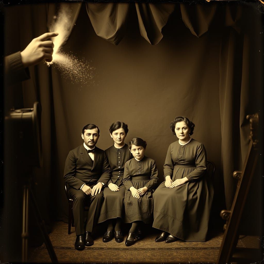 Vintage Family Portrait in Soft Focus Style