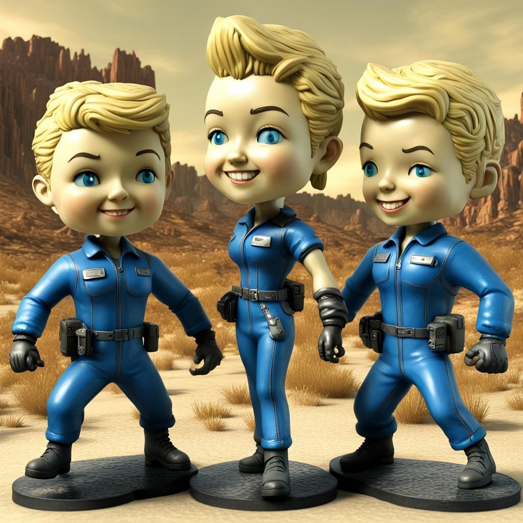 Fallout 3 Bobblehead in Retrofuturistic Landscape