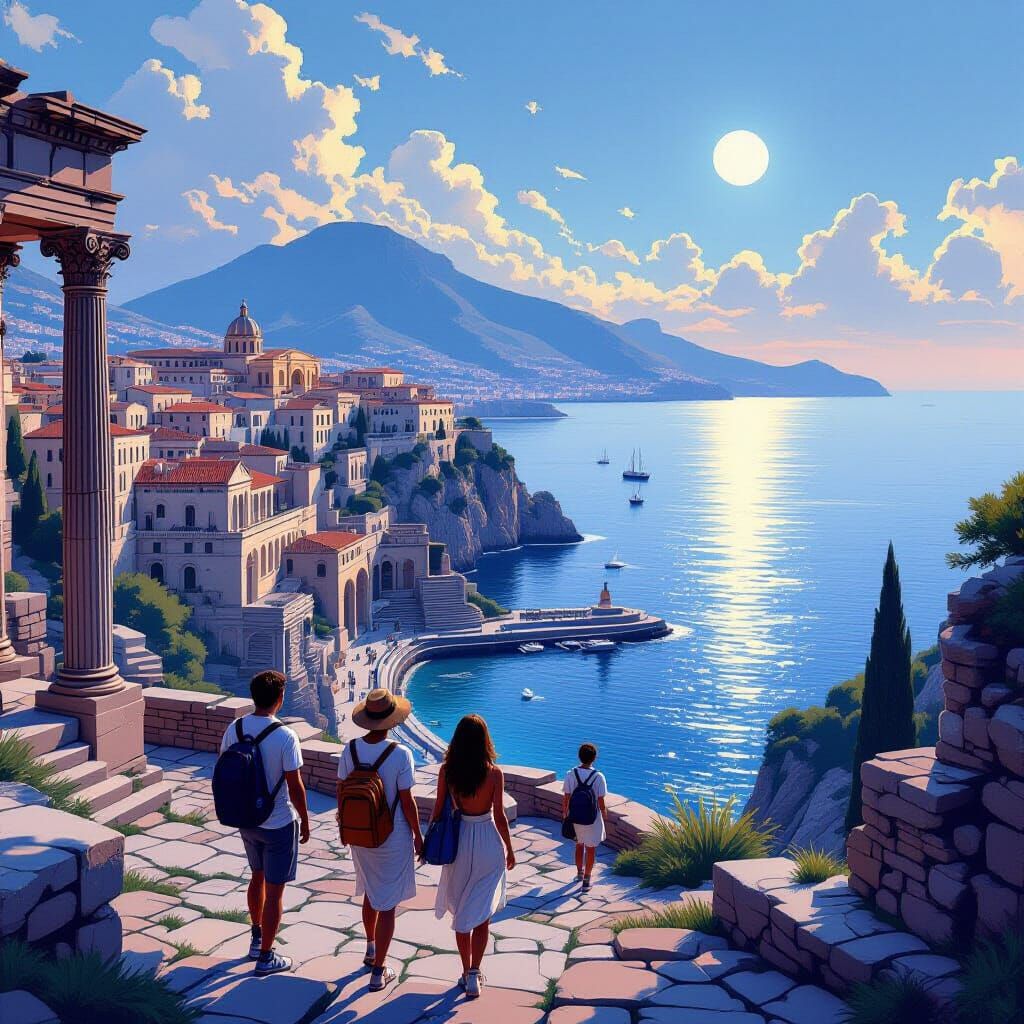 Roman Ruins Visited by Tourists: Mead Style