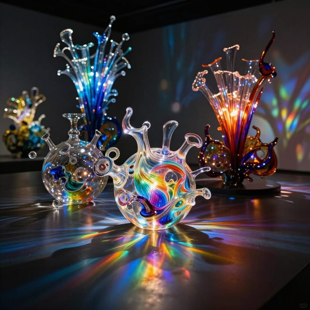 Intricate Glass Sculptures with Rainbow Refractions