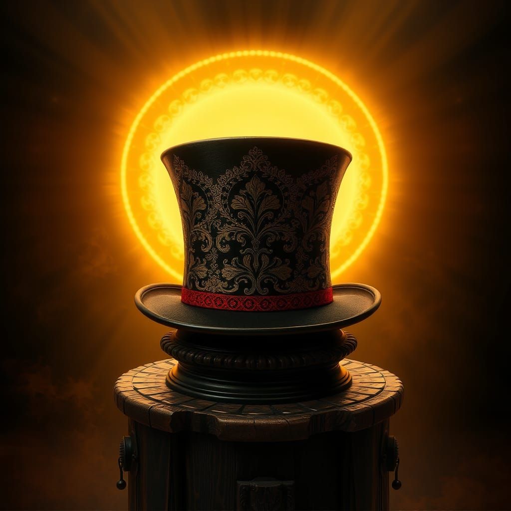 Exquisite Top Hat with Gold and Red Lace Lining