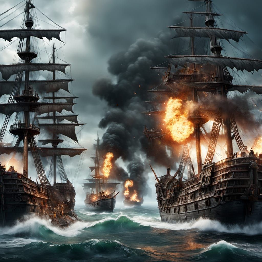 Epic Pirate Ship Battle with Swordfighting and Fire